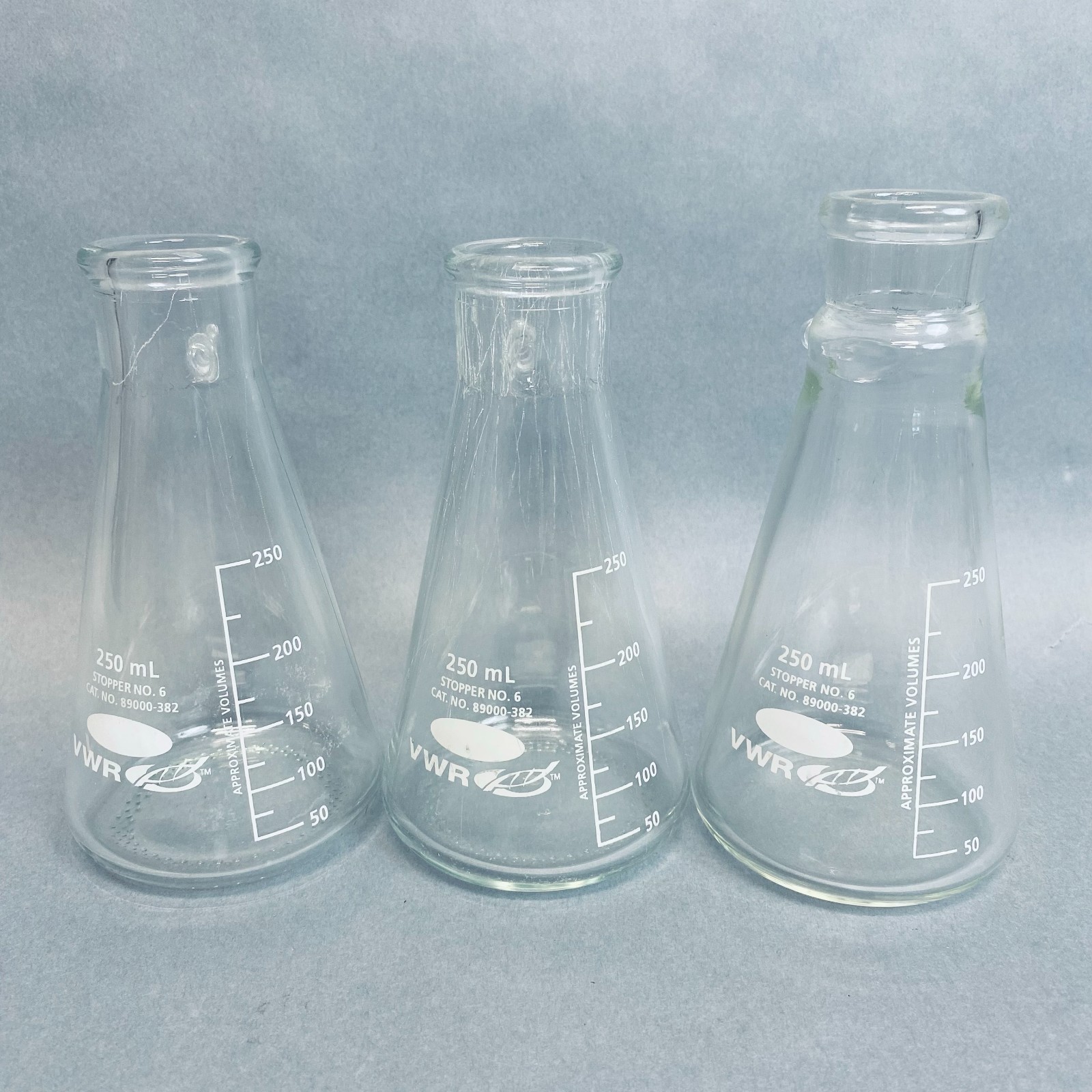 VWR Filtering Flask 250 ml Heavy Wall with Sidearm Hose Barb Lot of 3 Flasks