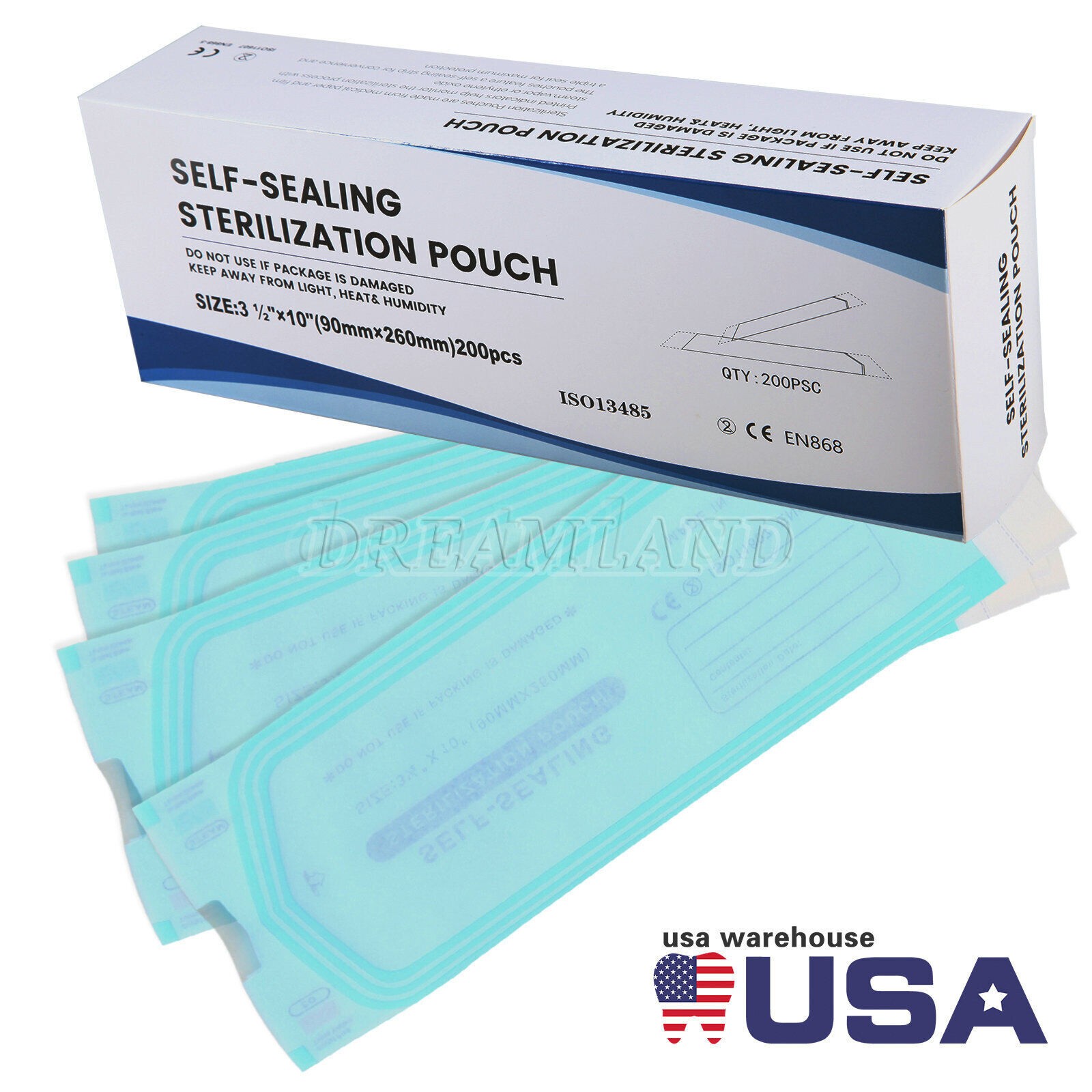 3-1/2″ x 10″ Dental Medical Self Seal Pouch Sterilization Bag Pouches USA
