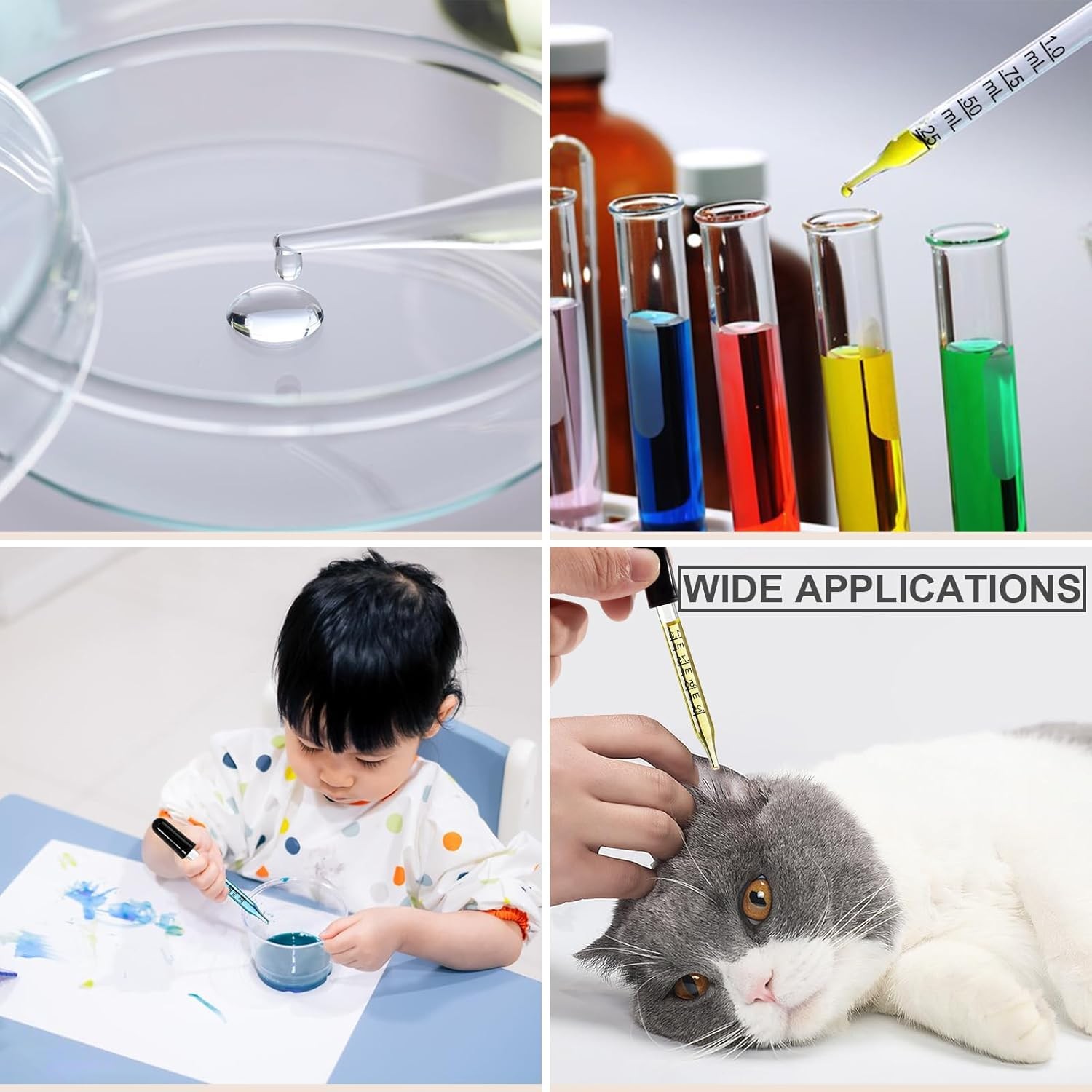 10Pcs Eye Dropper 1ml Glass Pipette for Oils Medicine Crafts Essential Food(1ml)