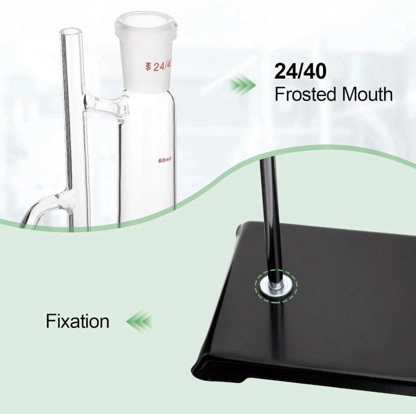 60ml Water Oil Receiver Separator w/ 24/40 Joint , Stand Glass Lab Distillation