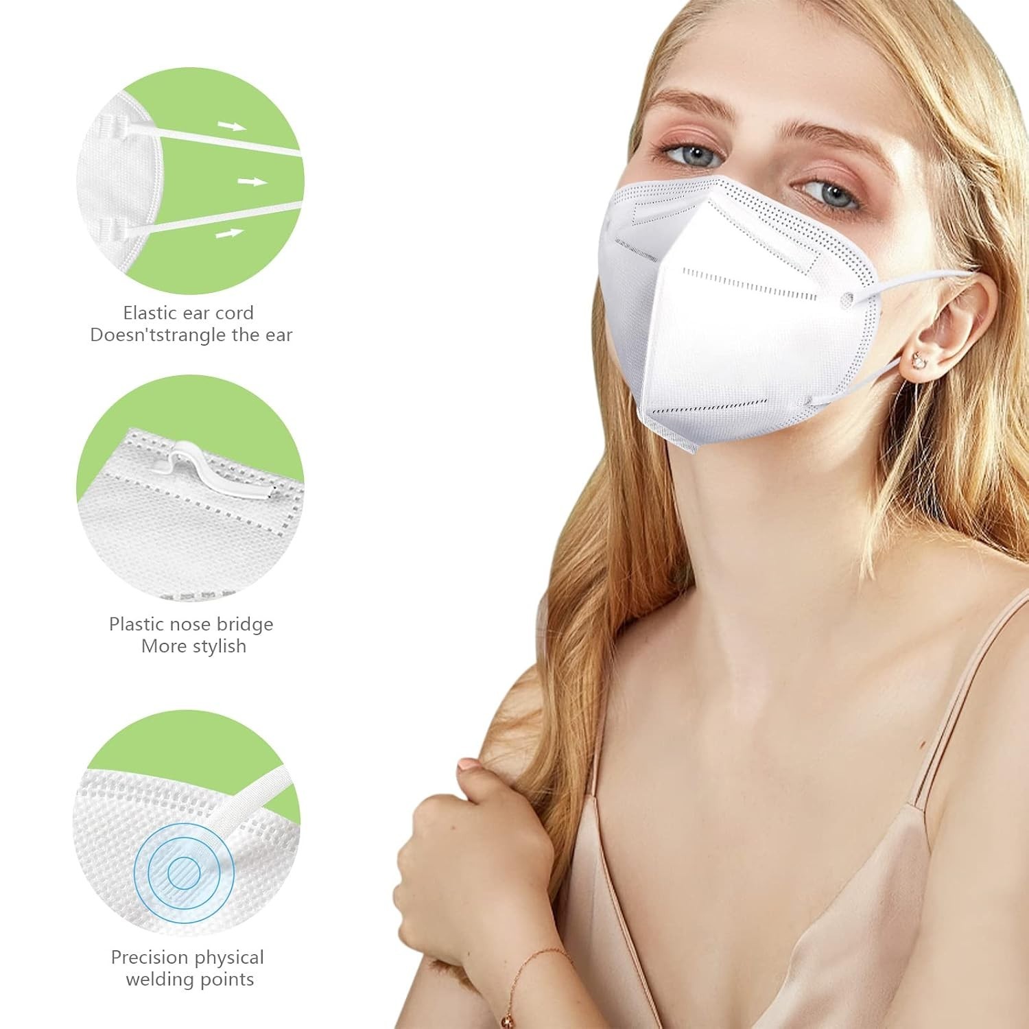 Comfortable & Breathable 50 Pcs White 5-Ply Face Masks – Perfect for Crowds