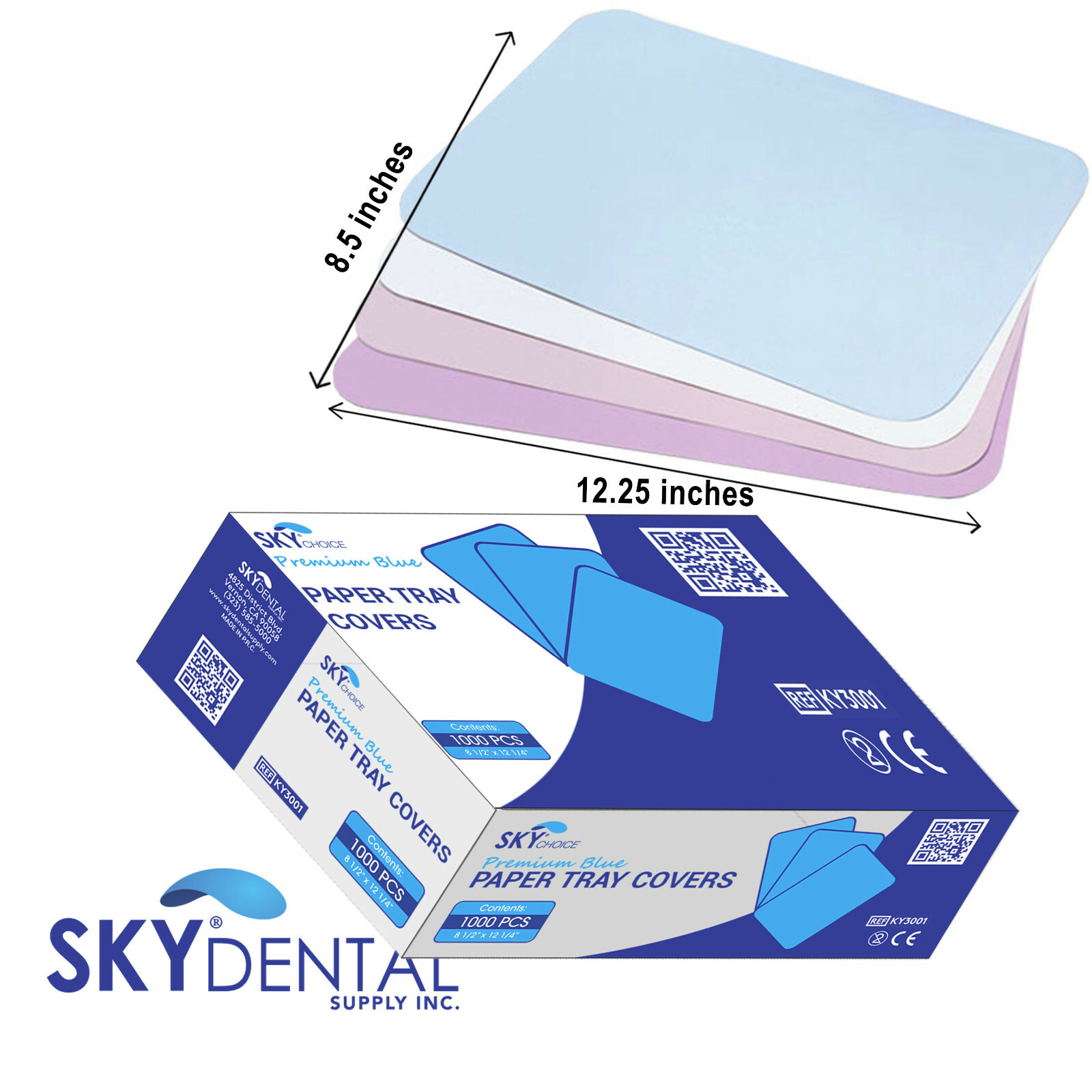 Dental Medical Tray Paper Cover Size “B” 8.5″ x 12.25″ 1000/PK All Colors