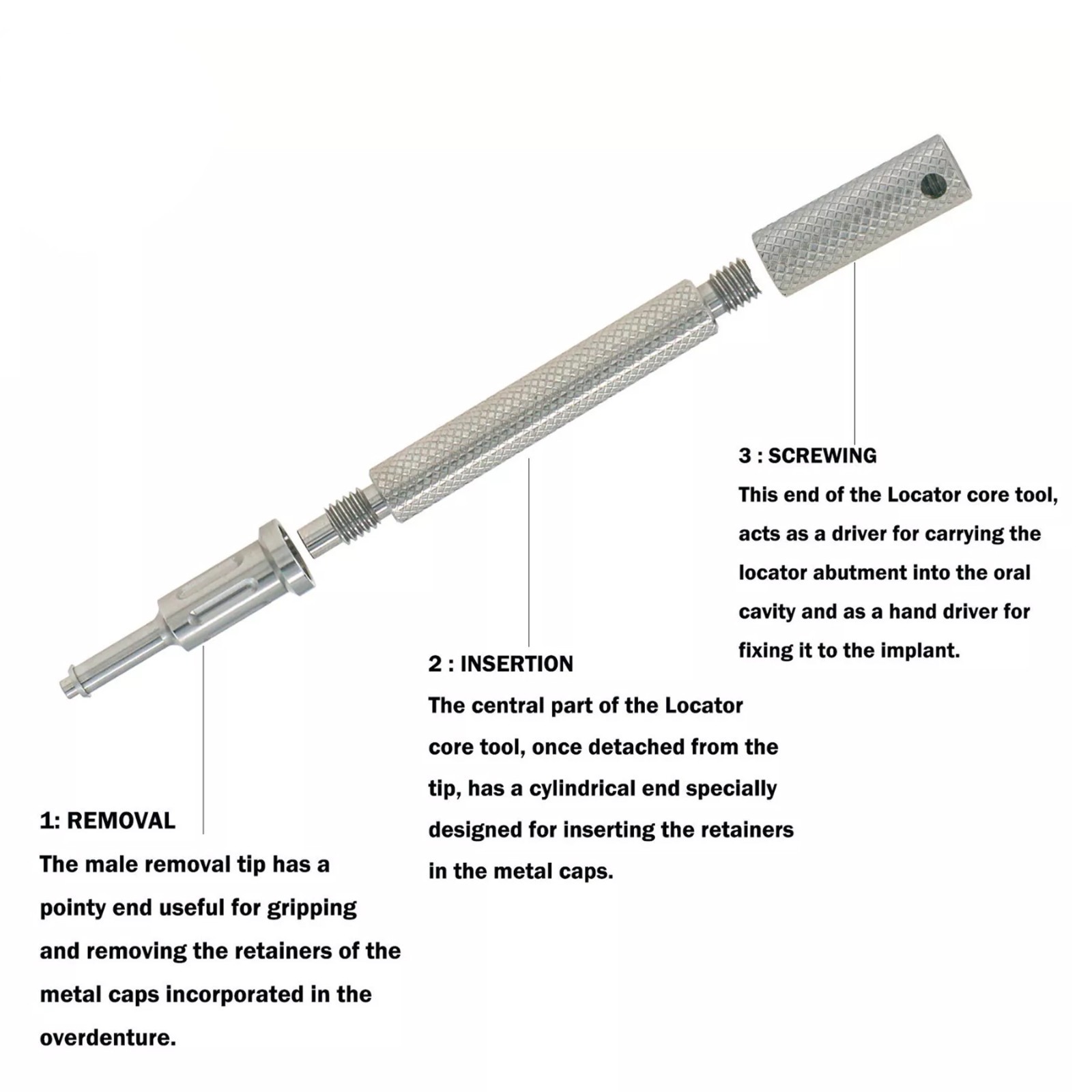 US Dental Overdenture Locator Core Tool Retention Male Caps For Abutment Inserts