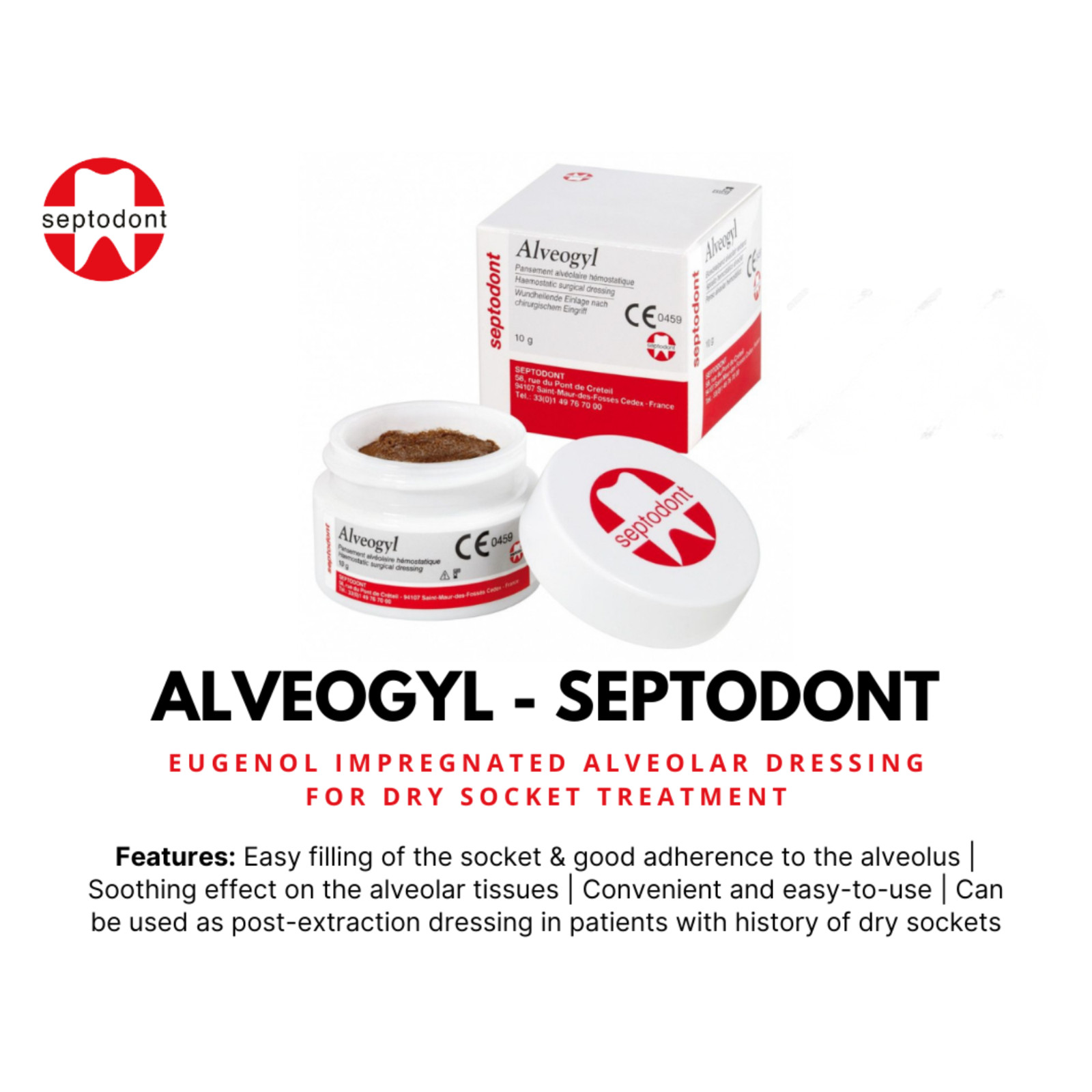 Alveogyl Septodont Alveolar Paste for Dry Socket Treatment – 10g Professional