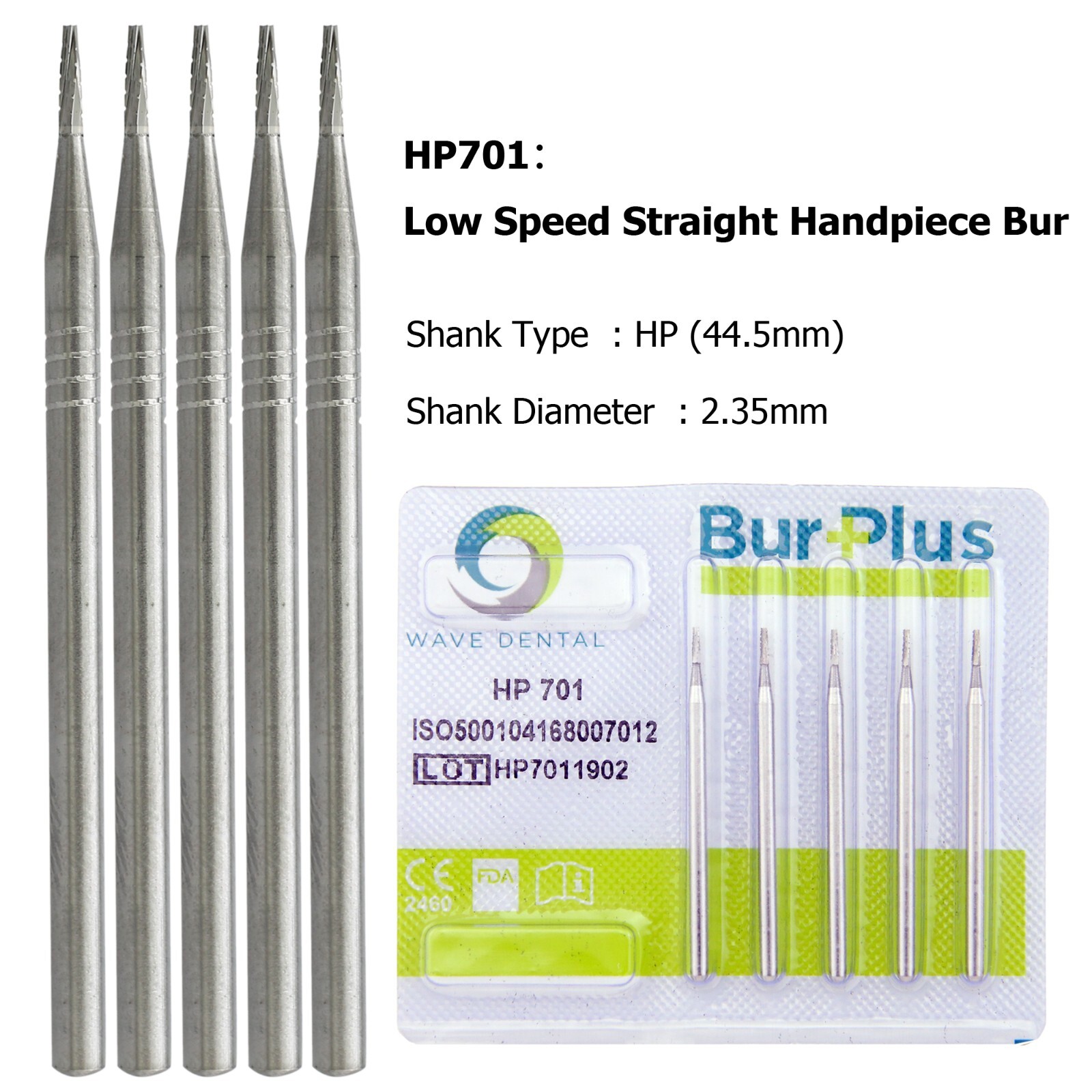 Wave Dental Straight Surgical Bur 701 702 703L Carbide Low Speed Nosecone 44.5mm