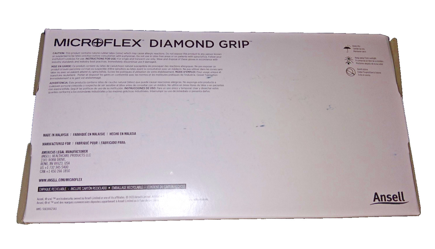 Microflex MF-300-L Ansell Diamond Grip Latex Gloves Large Textured 100 Count