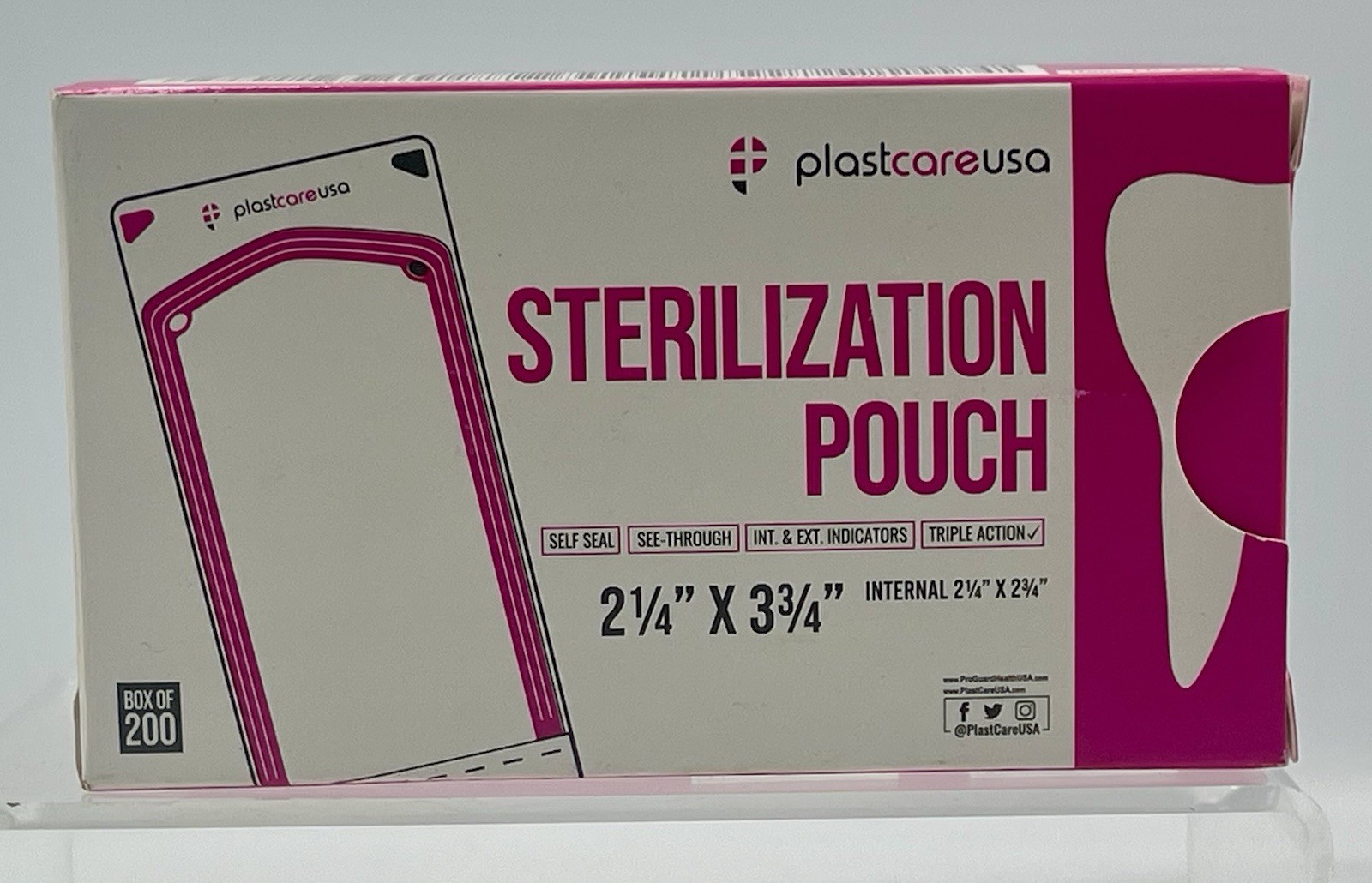 PlastCare USA Self Seal Sterilization Pouches 2.25×3.75 200/Box Medical Dental