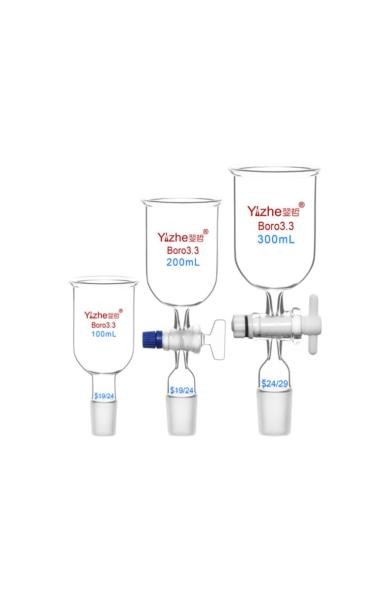 Lab Glassware: 50ml-1000ml Cylindrical Glass Funnel with PTFE Piston