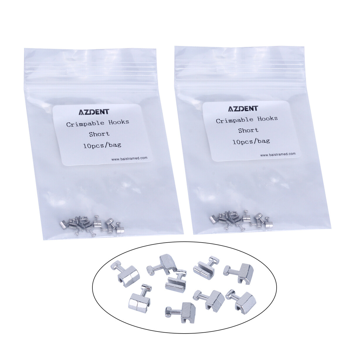 10PCS/Pack AZDENT Dental Orthodontic Short Type Crimpable Hook for Arch Wire