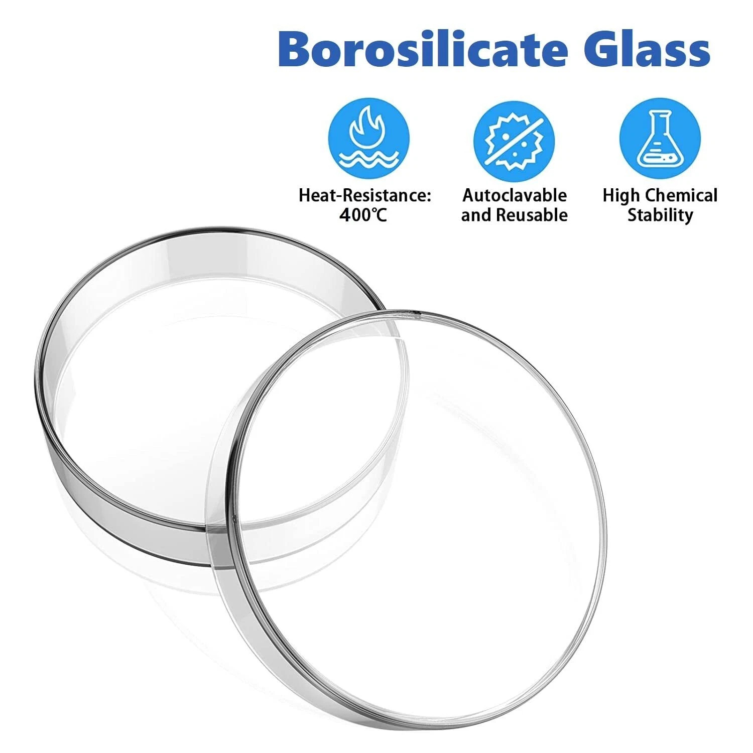 10Pcs 90mm Glass Petri Dish with Lids High Borosilicate Bacterial Culture Dishes