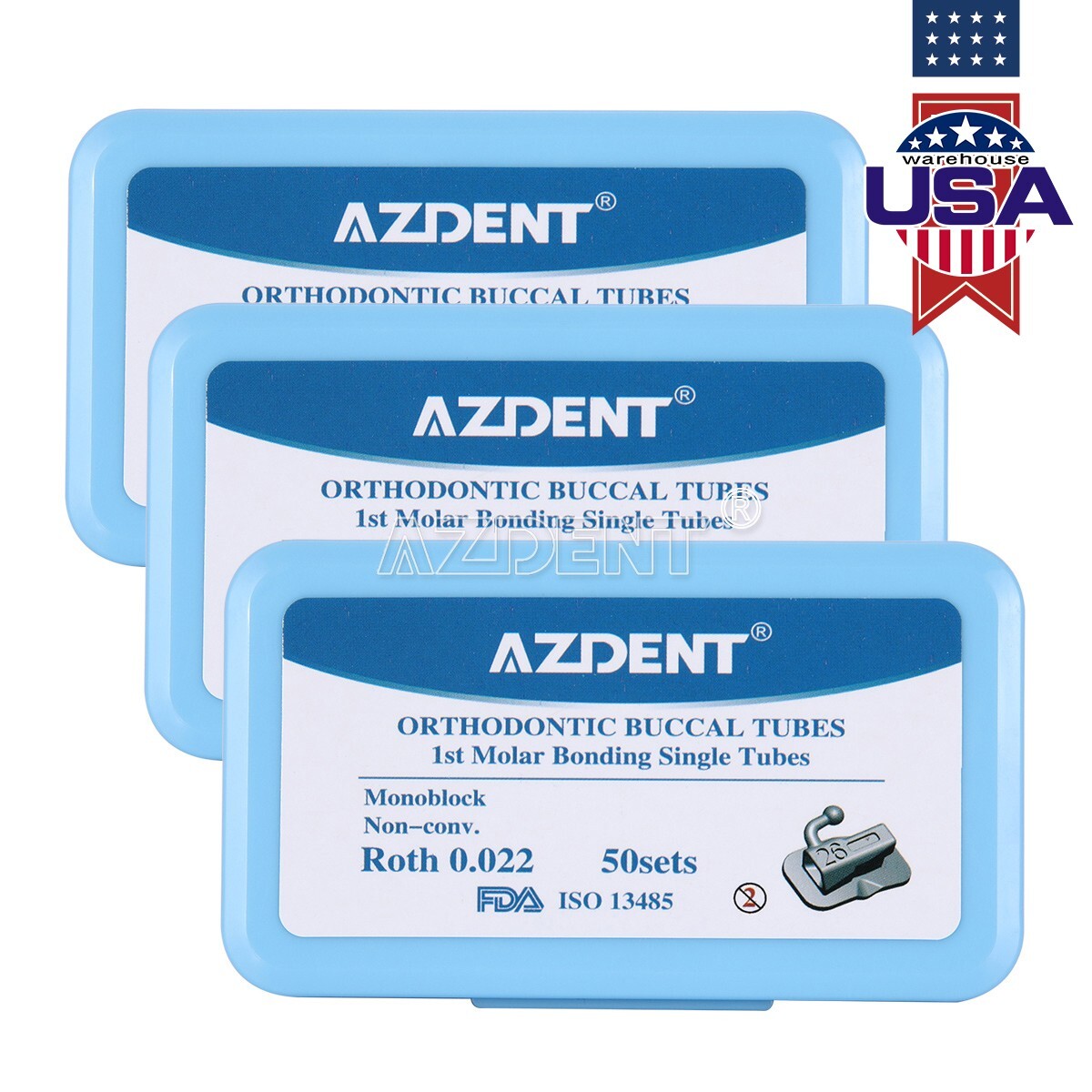 5Pack AZENT Dental Orthodontic Single Buccal Tube Roth.022 1st Molar Non-Conv