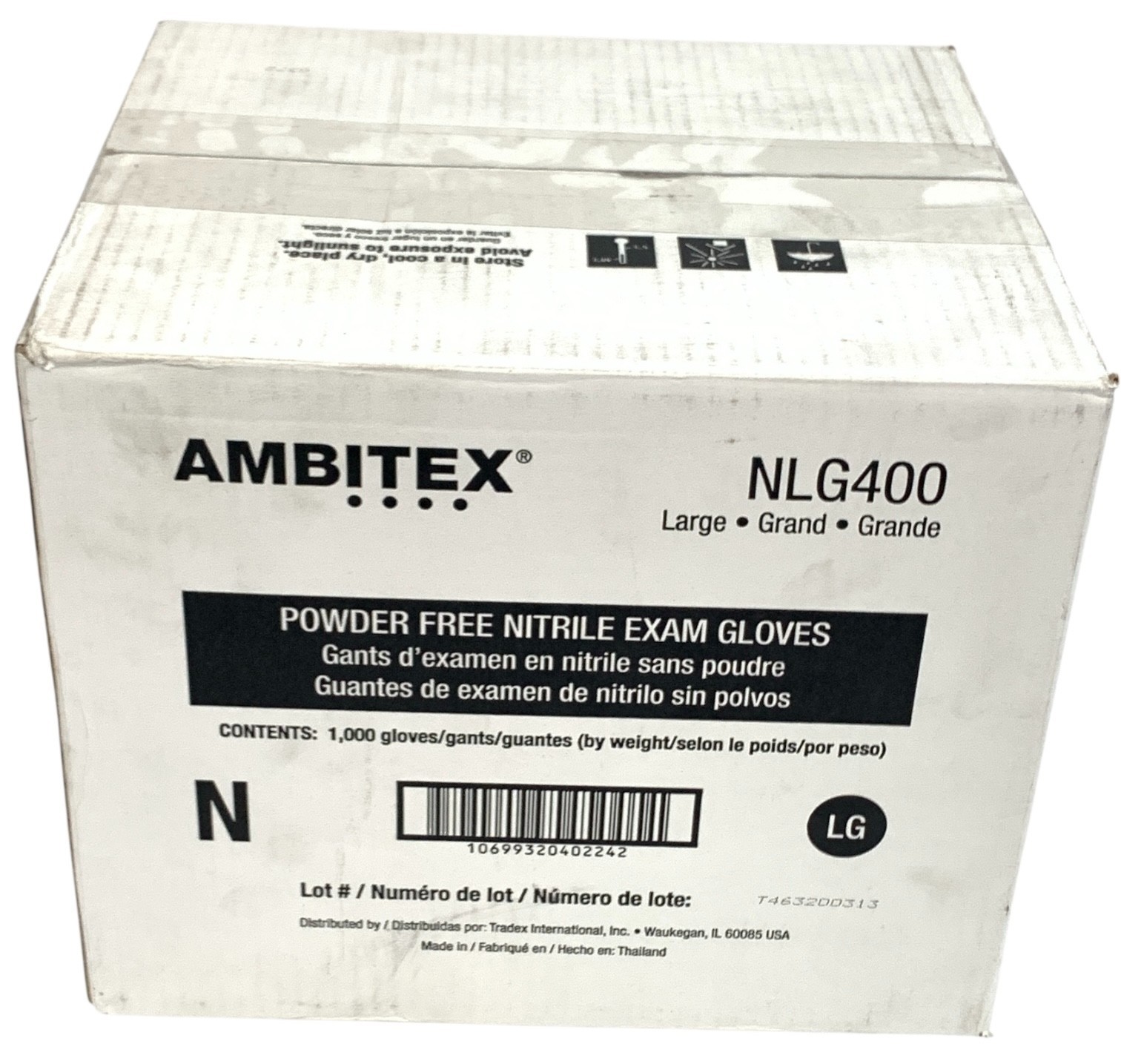 Ambitex NLG400 Powder Free “LARGE” Nitrile Exam Gloves (10 pack/1000 Gloves)