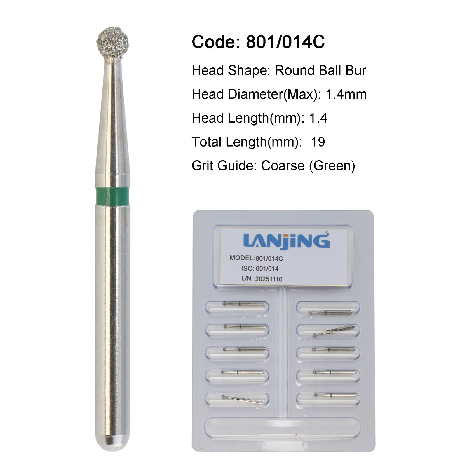Dental Diamond Burs FG Surgical Long Round Taper High Speed Bur 850 856 Pear 330