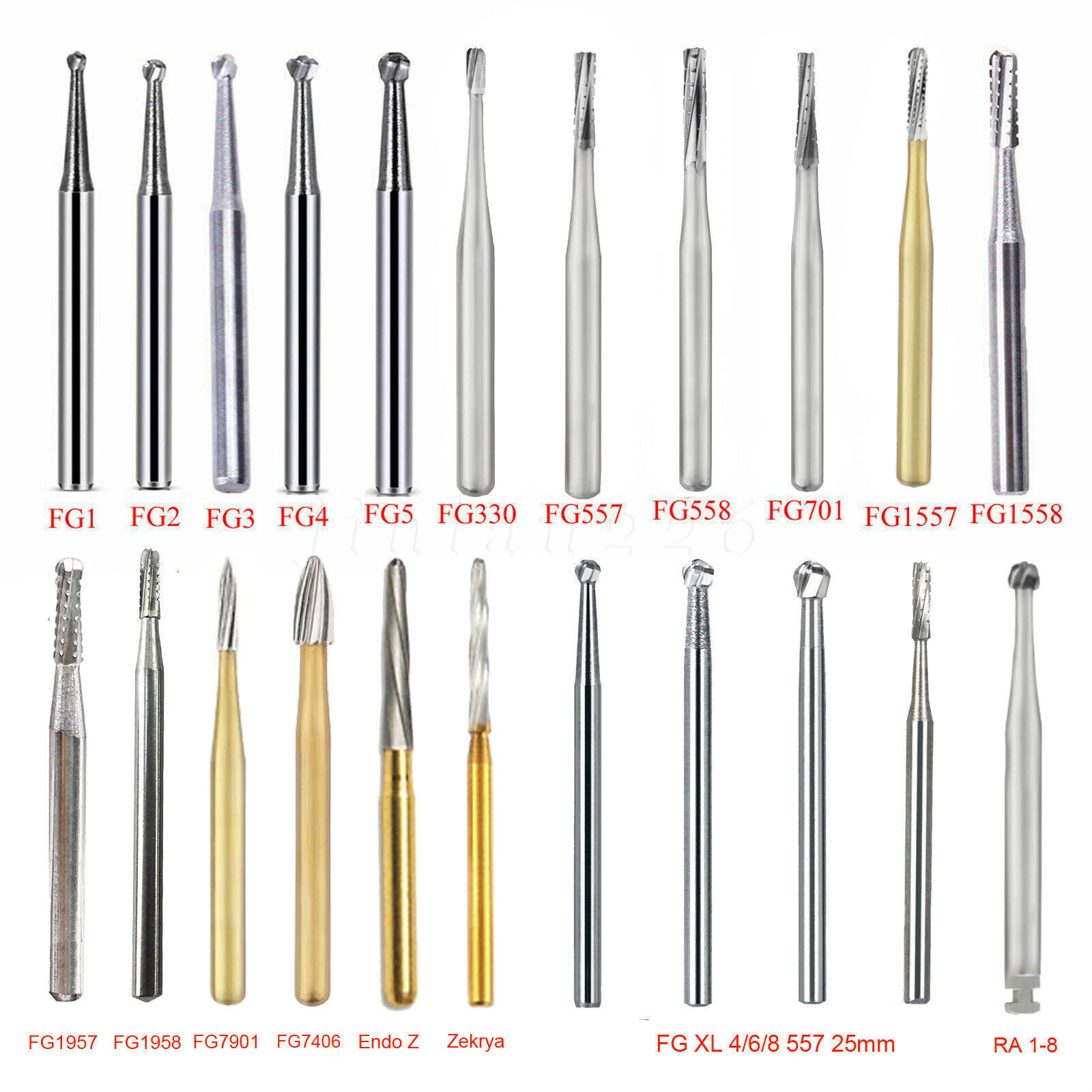 Dental Carbide Burs for High Speed Handpiece, Round Cone Burs FG RA