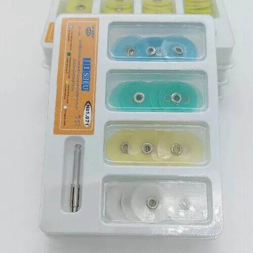 1 Box 40pcs Dental Composite Finishing Polishing Discs Metal Bush Mandrel