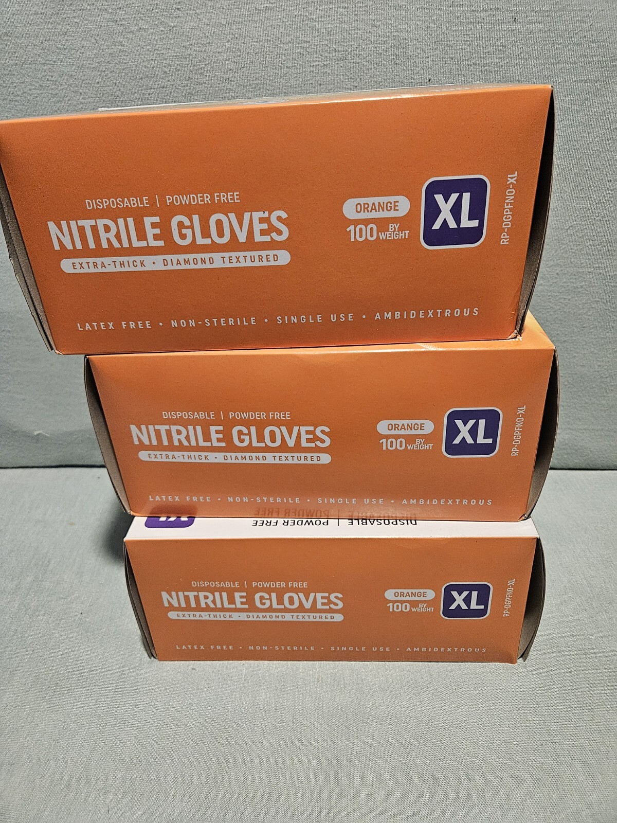 Nitrile Disposable Gloves Raised Diamond Texture, Case of 100 Each Lot Of 3 B.