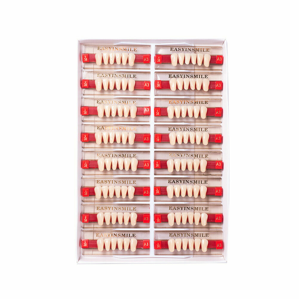 Dental Acrylic Resin Denture False Teeth Upper Lower Full Set A1/A2/A3 Shade USA