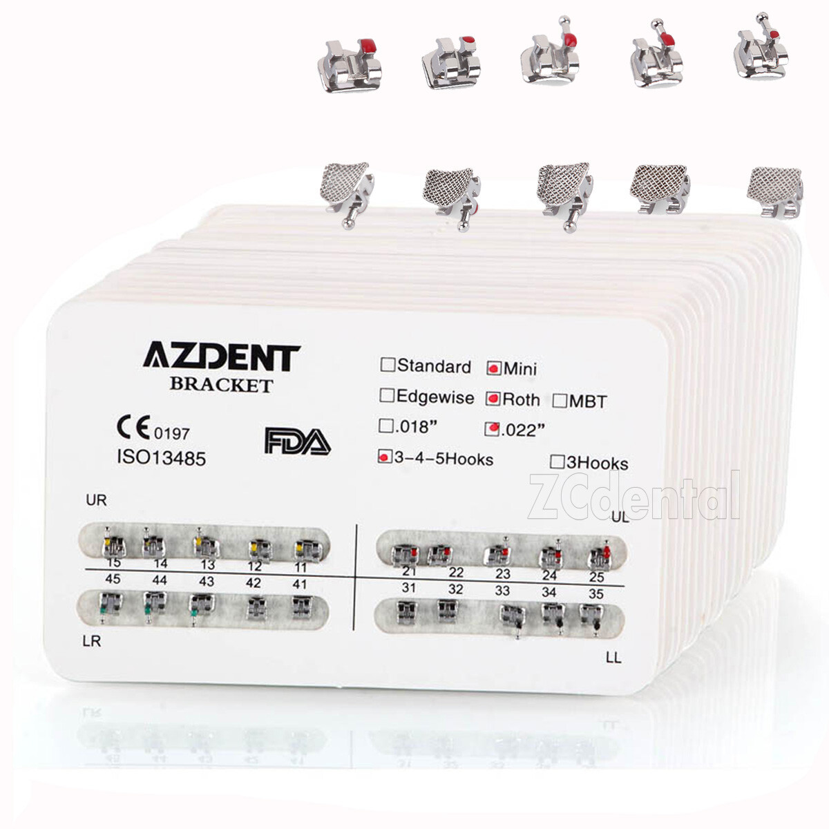 1-100X Dental Orthodontic Brackets Mini/Standard Roth MBT 022/018 Hooks 3/345
