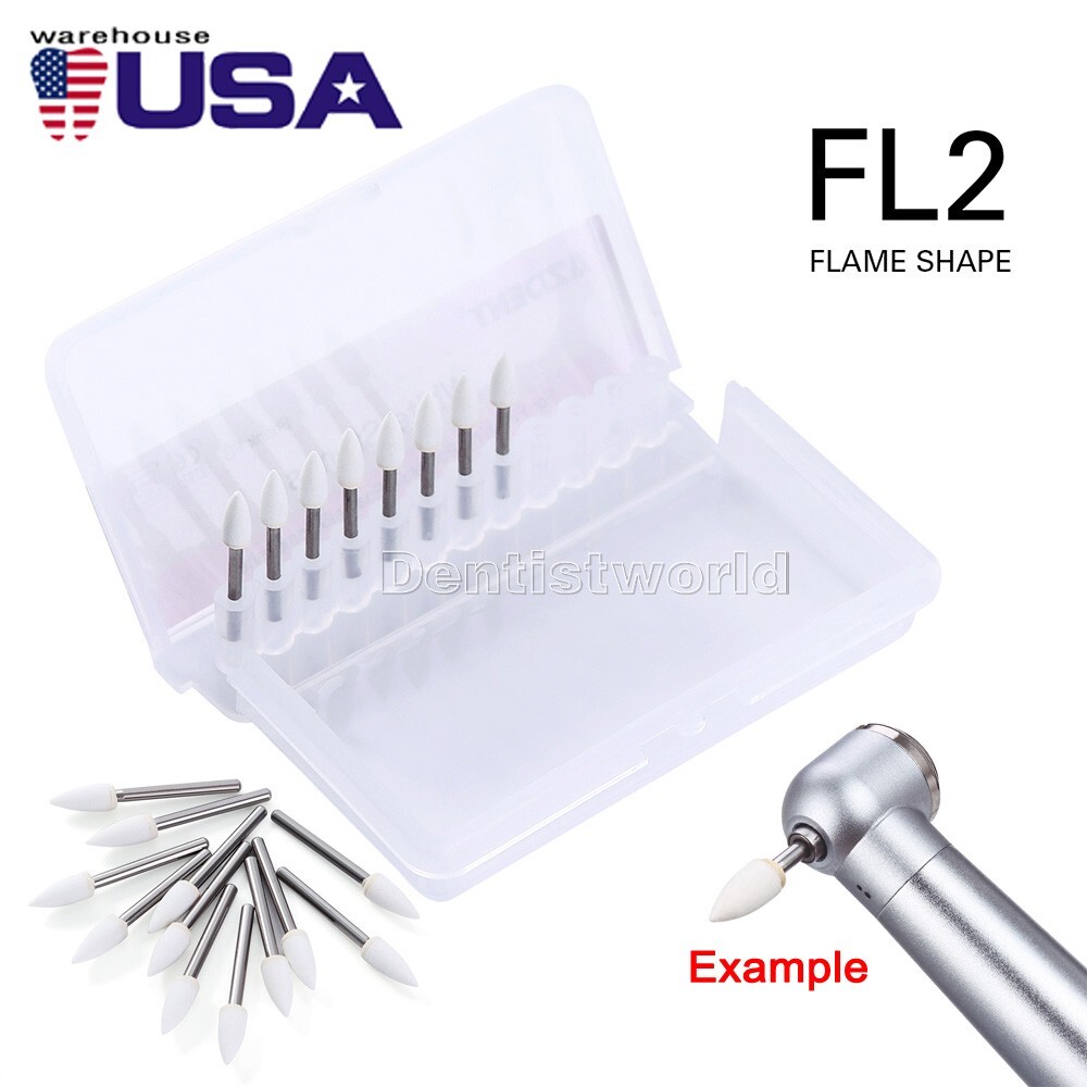 12pc/Pack Dental White Polishing Stones Flame shape FG bur Arkansas Stone Points