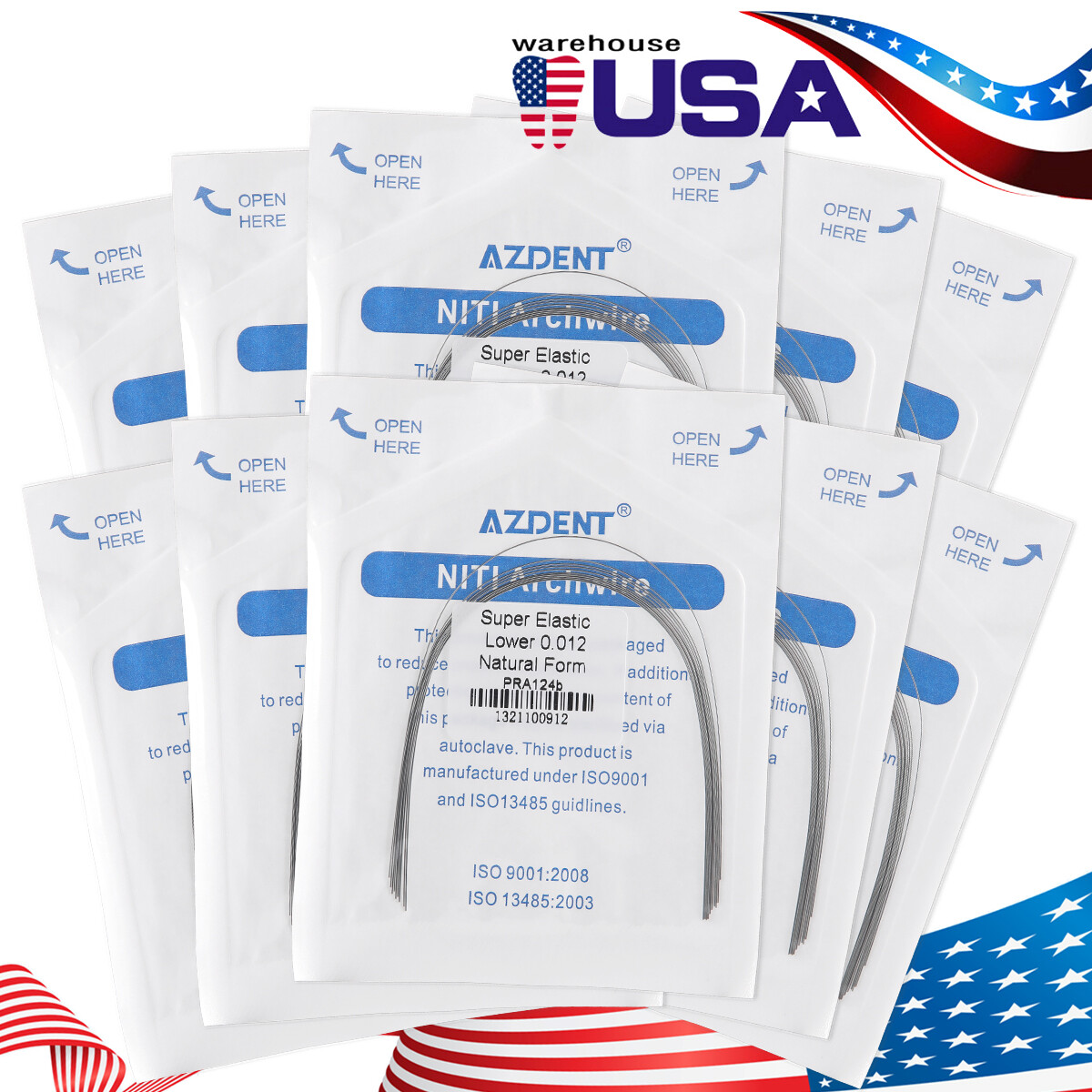10PCS AZDENT Dental Orthodontic Super Elastic Niti Round Arch Wire Natural form