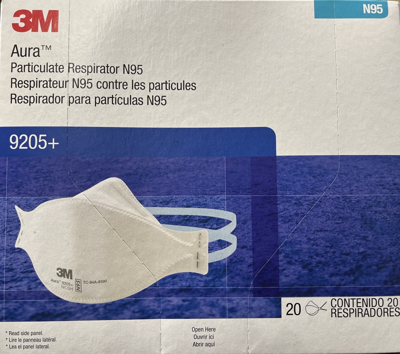 NEW 20- 3M 9205+ Aura N95 Particulate Respiratory Protection Face Masks USA MADE
