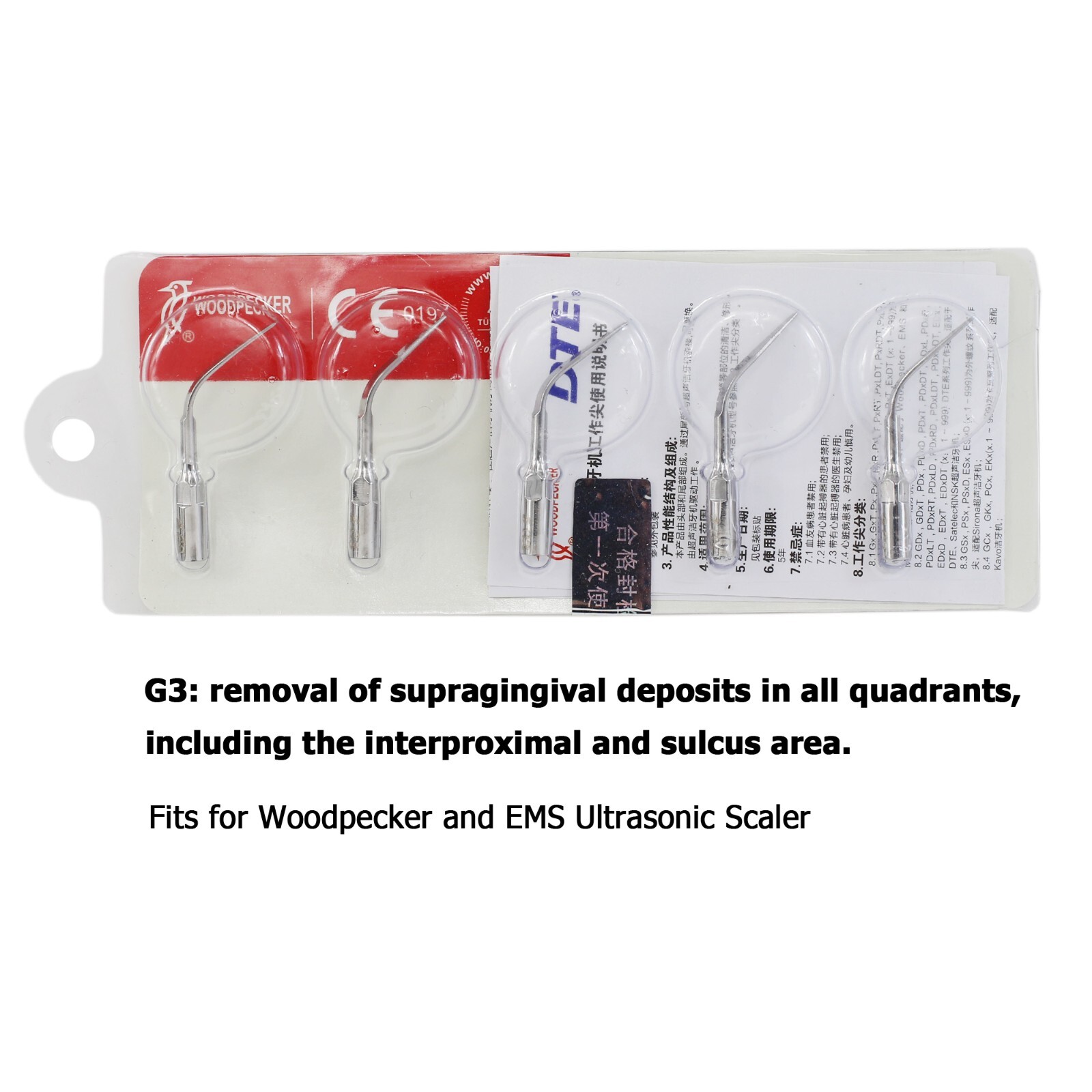 Woodpecker HW-5L Ultrasonic Scaler Handpiece Dental Piezo Tips G1 G4 P1 P3 EMS