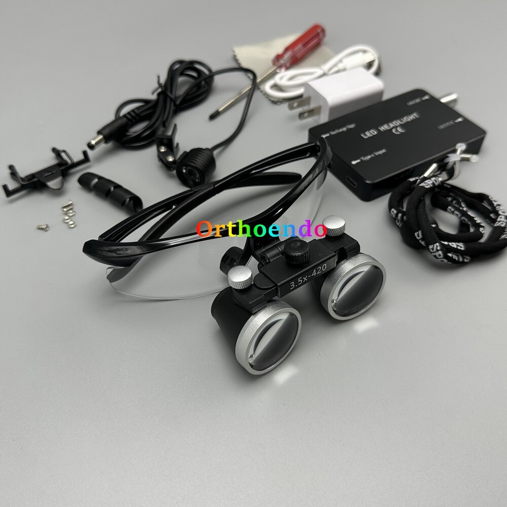 3.5X Dental Surgical LED Loupe Headlight Medical Binoculars Magnifier US/EU Plug