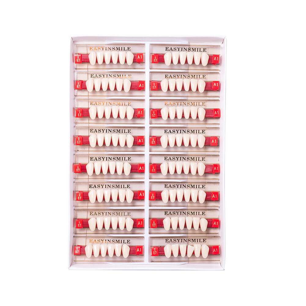Dental Acrylic Resin Denture False Teeth Upper Lower Full Set A1/A2/A3 Shade USA