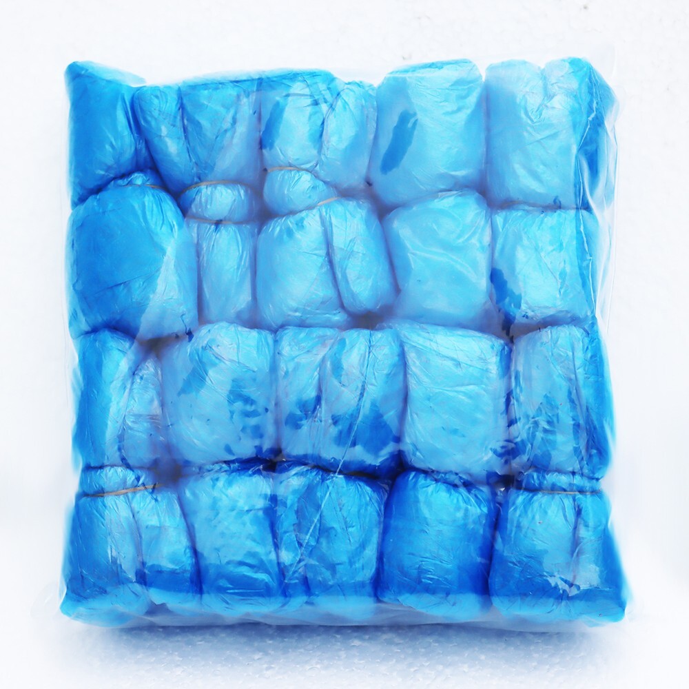 INTBUYING® 100 Pieces of Disposable Plastic Shoe Covers Portable Multipurpose