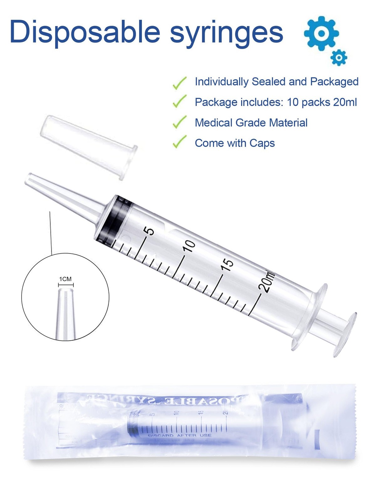 20ml Plastic Syringe 5 Pack, Measuring Tools, Oral, Scientific