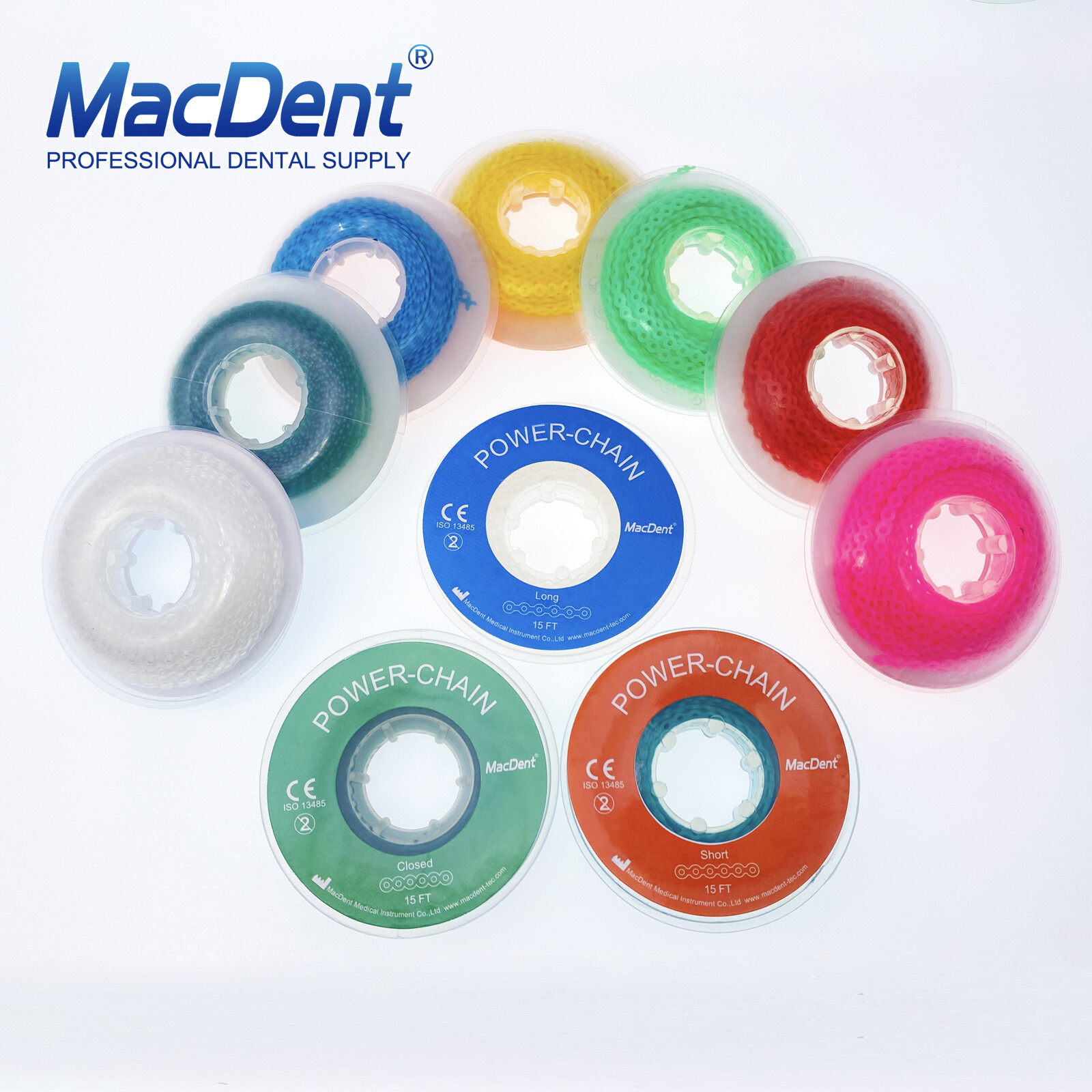 Dental Orthodontic Elastic Rubber Power Chain Braces Bands Short/Long/Close