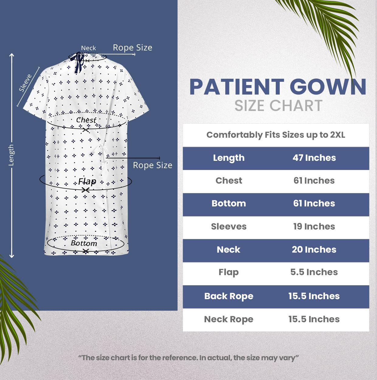 6 Pack Unisex Hospital Gowns, Patient Gowns for Women and Men with Back Tie, Com