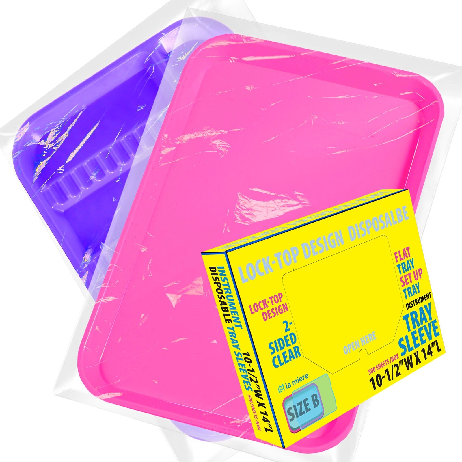 500/Box Dental Tray Sleeve Cover Standard Size B Clear Plastic 10.5 ” x 14 “