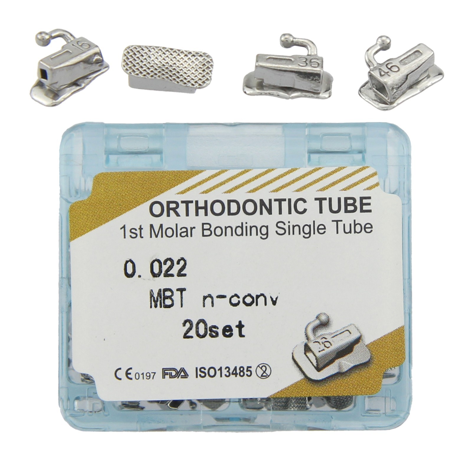 80pcs Dental Orthodontic Buccal Tubes 1st 2nd Molar MBT Roth 022 Bondable Mesh