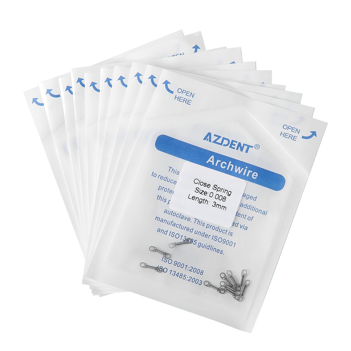 AZDENT Dental Orthodontic NITI Closed Coil Spring for Bracket Brace 10pcs/bag