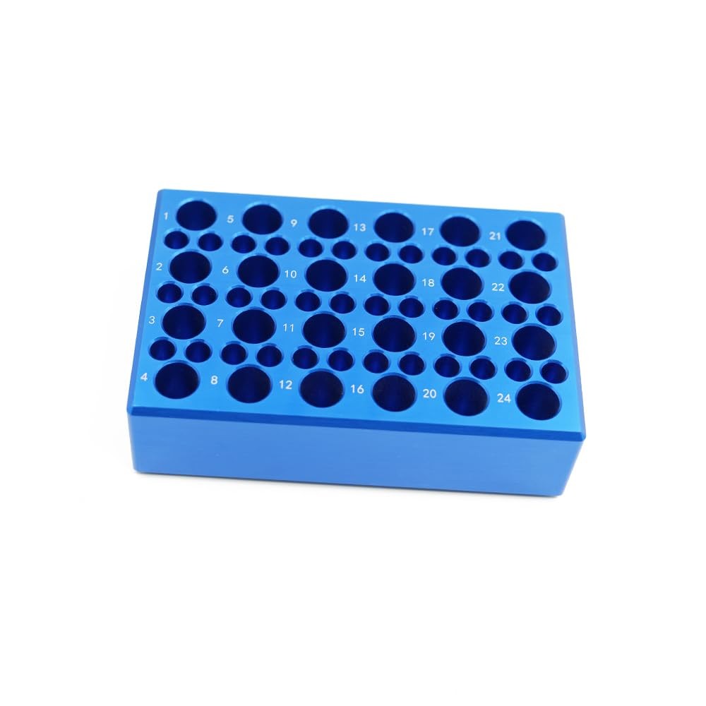 1 Pcs Aluminum Cooler Cooling Block PCR Test Tube Racks, 24-Well for 1.5ml /2…