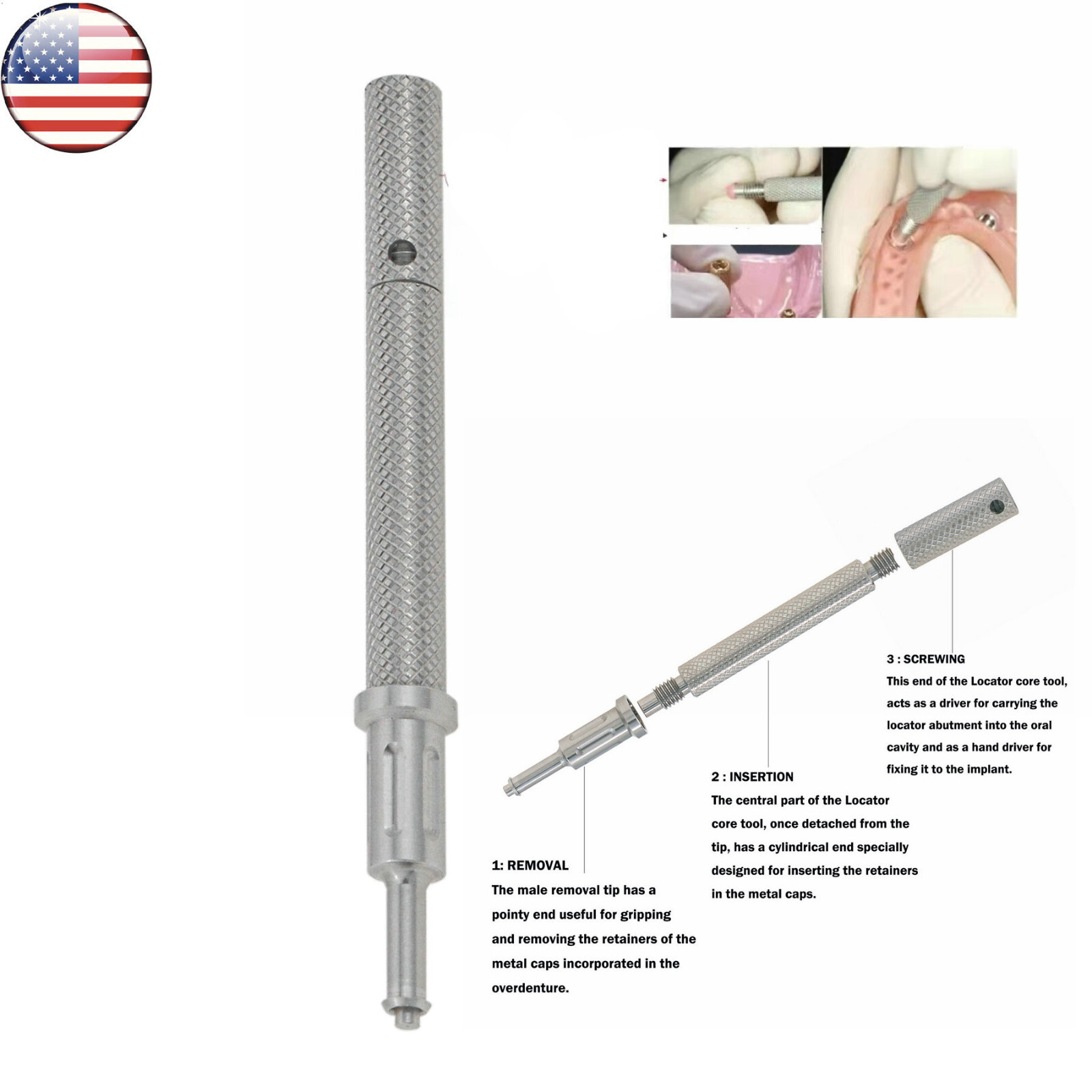 US Dental Hiossen Regular 3-5mm Attachment Abutment & Overdenture Male Caps Kits