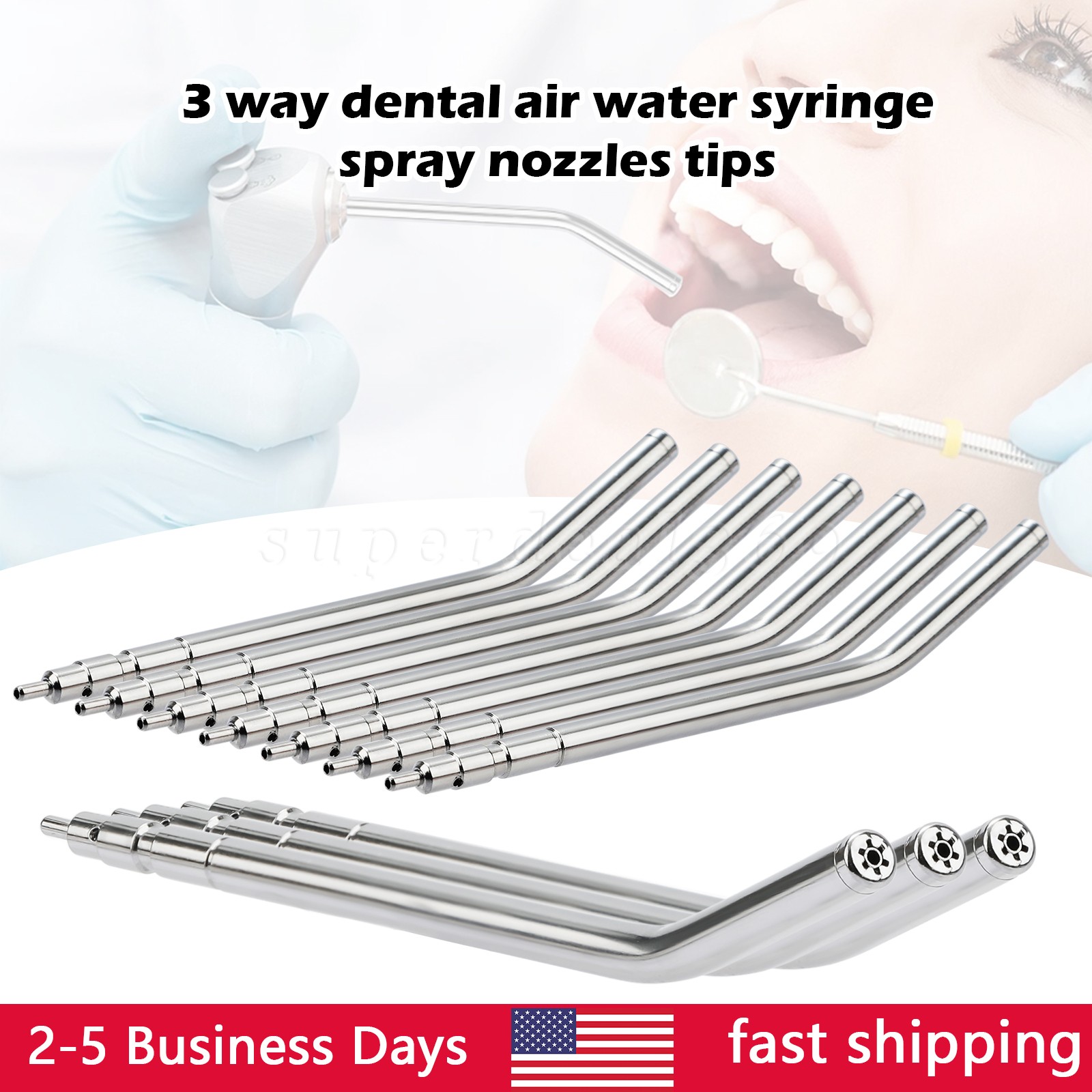 50x Dental Air Water Syringe Spray Nozzles 3-in-1 Alloy Tubes Tips Three Way SA