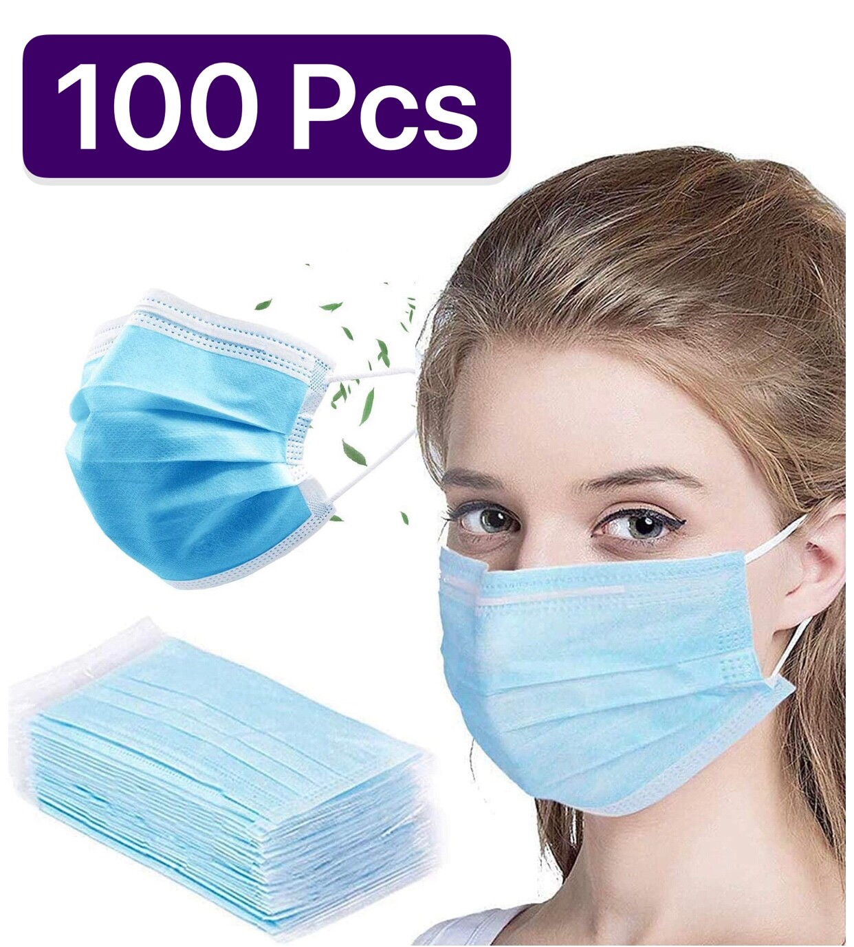 50/100 PCS Black/Blu Face Mask Mouth & Nose Protector Respirator Masks US Seller