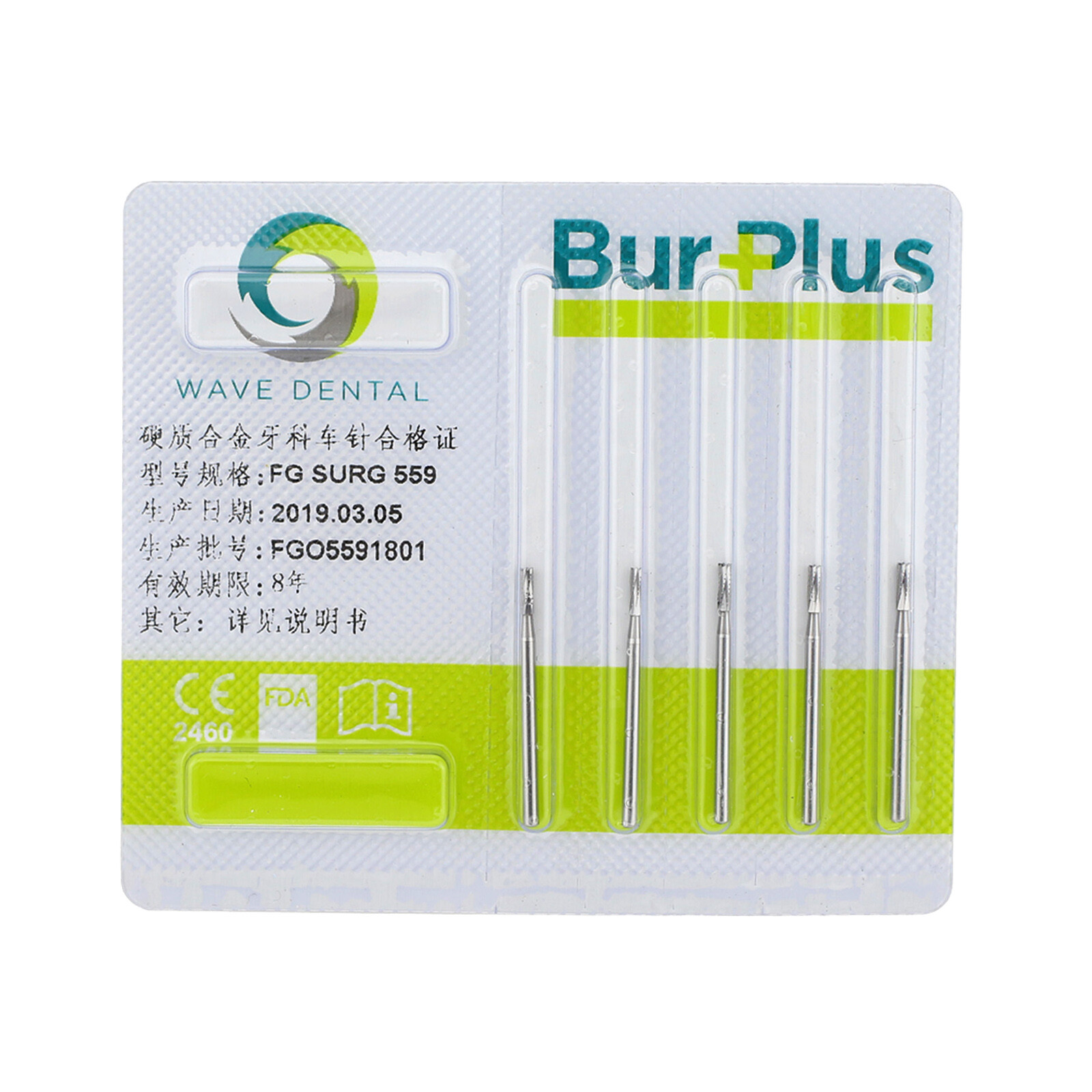 WAVE Dental Carbide Surgical Burs 557 558 FG Straight Fissure Crosscut Bur 25mm