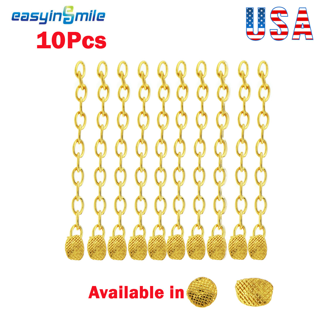 10pcDental Orthodontic Traction Chain Gold Plated Lingual Buttons Round/Rectangl