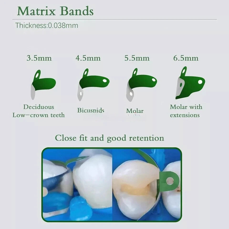 50x Dental Matrix Bands M4 2.0 Sectional Contoured Matrix System Metal Matrices