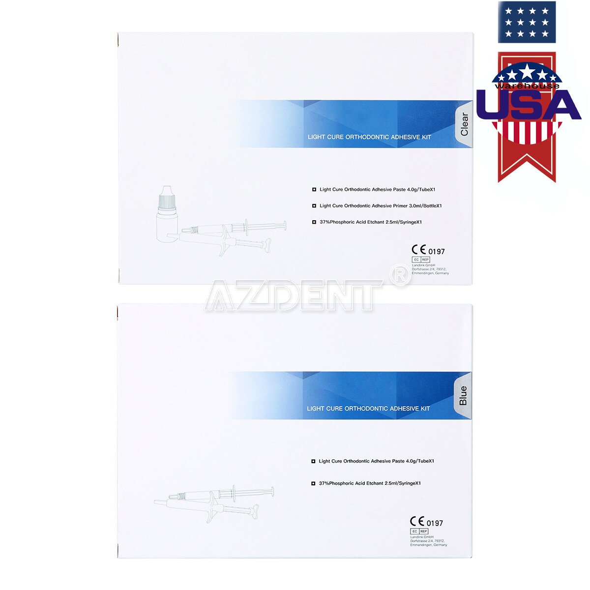 Dentex Dental Cure Light Orthodontic Adhesive Kit Transparent/Blue 4g/Syringe