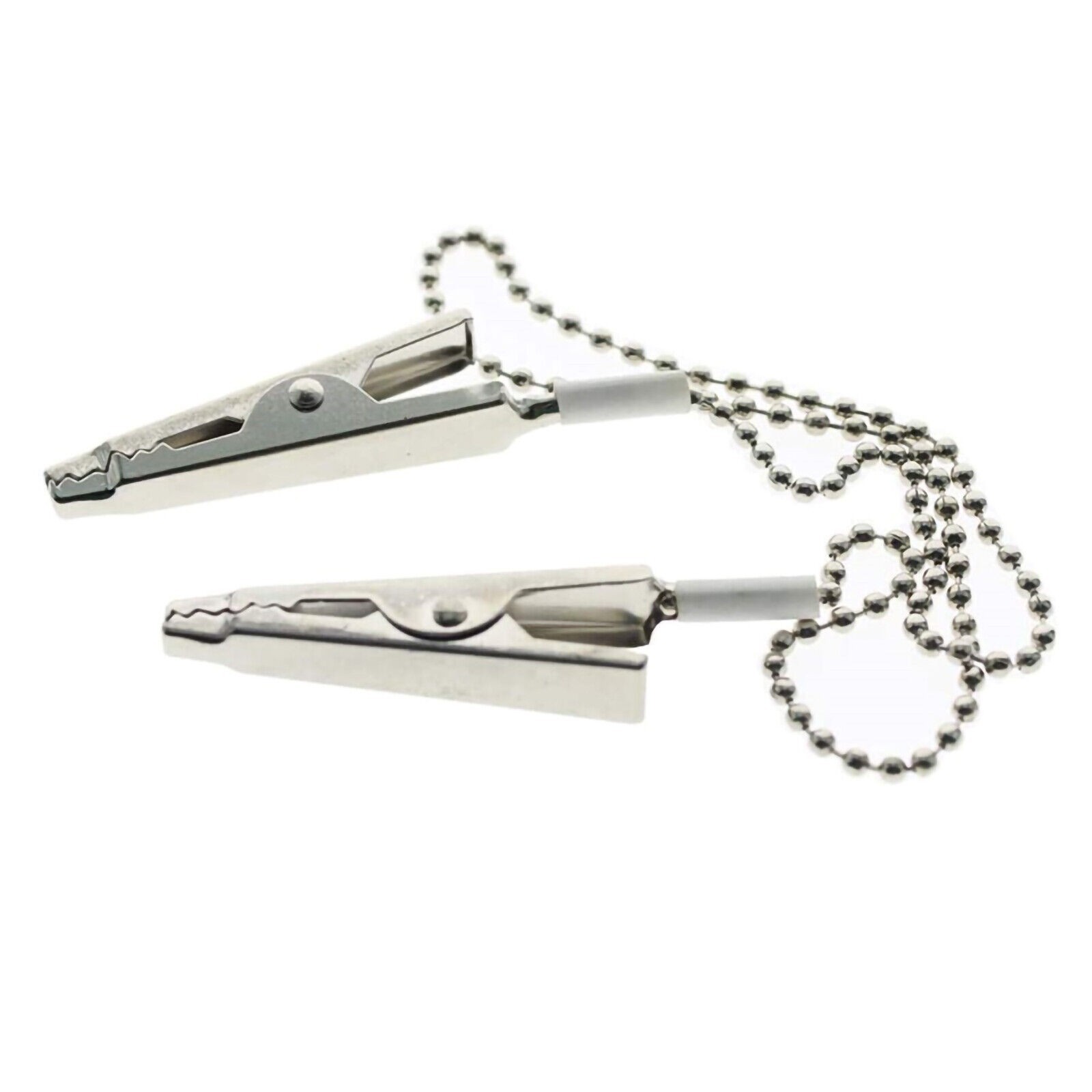10 Pcs Premium Dental Bibs Clip Napkin Holders Metal White Chain Crocodile