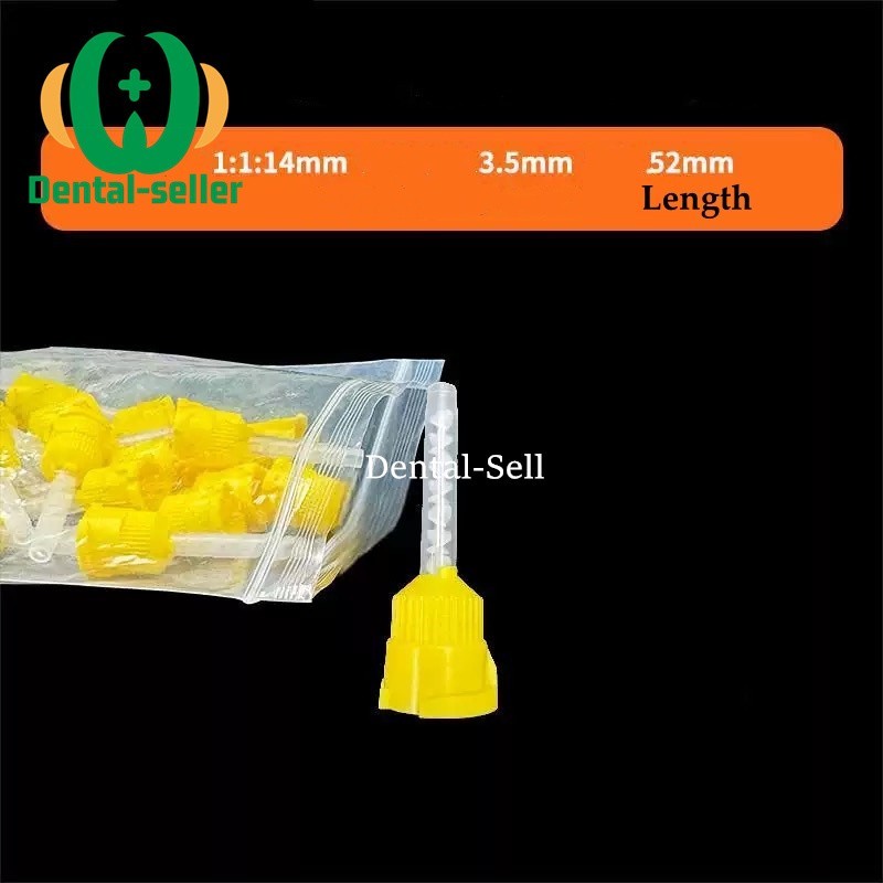 50 Pcs Dental Mixing Tips Impression Material HP Tips Yellow Long 7cm Short 53cm
