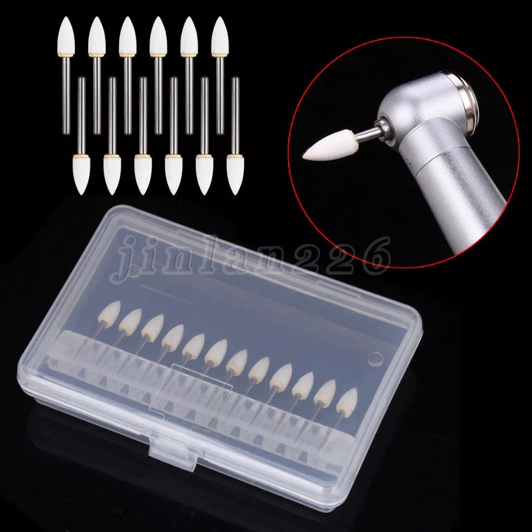 Dental White Polishing Stones – Flame FL2 FG – Arkansas Stone – Meta – 12 pieces