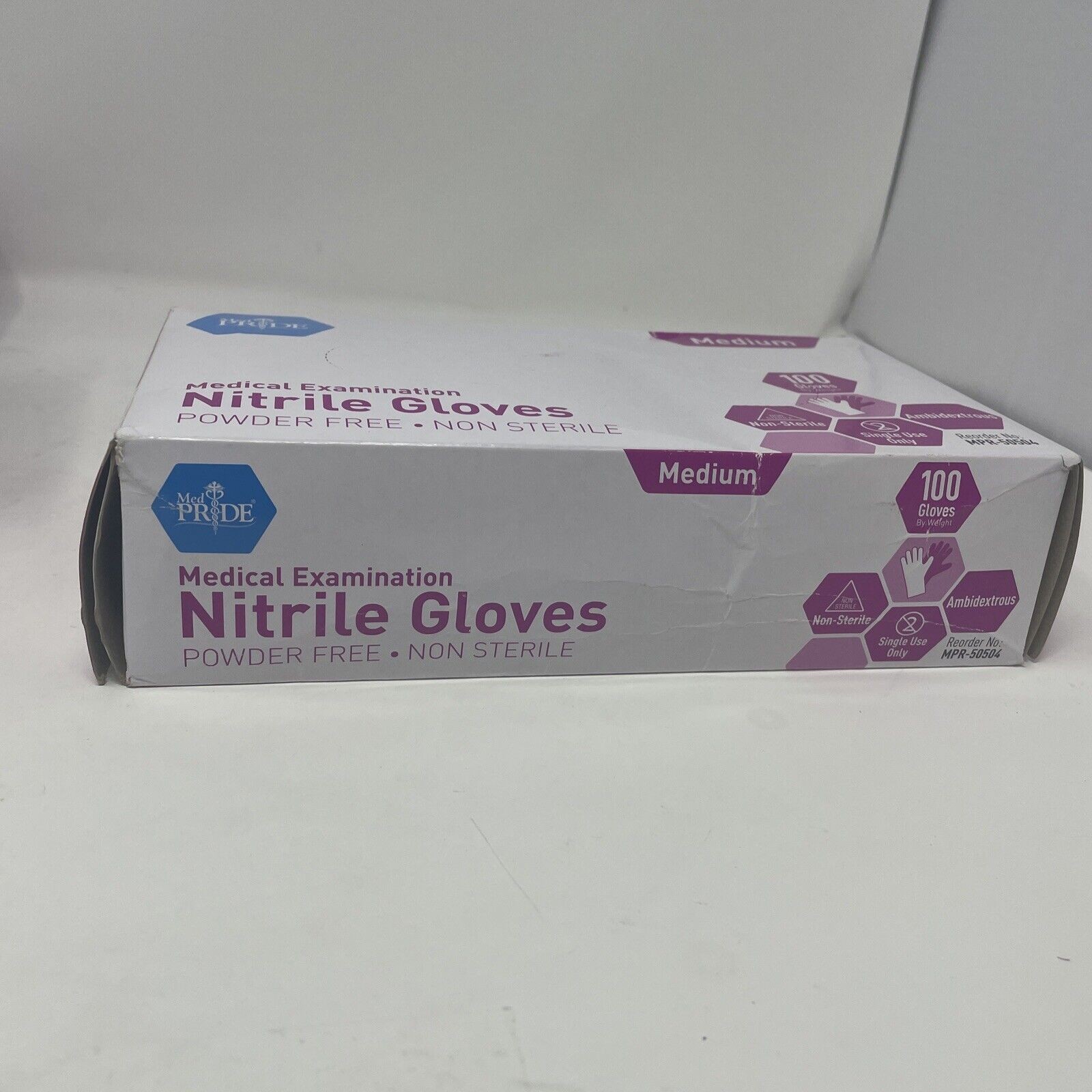 Medpride Medical Examination Nitrile Gloves-Medium-Box of 100 Gloves, Blue