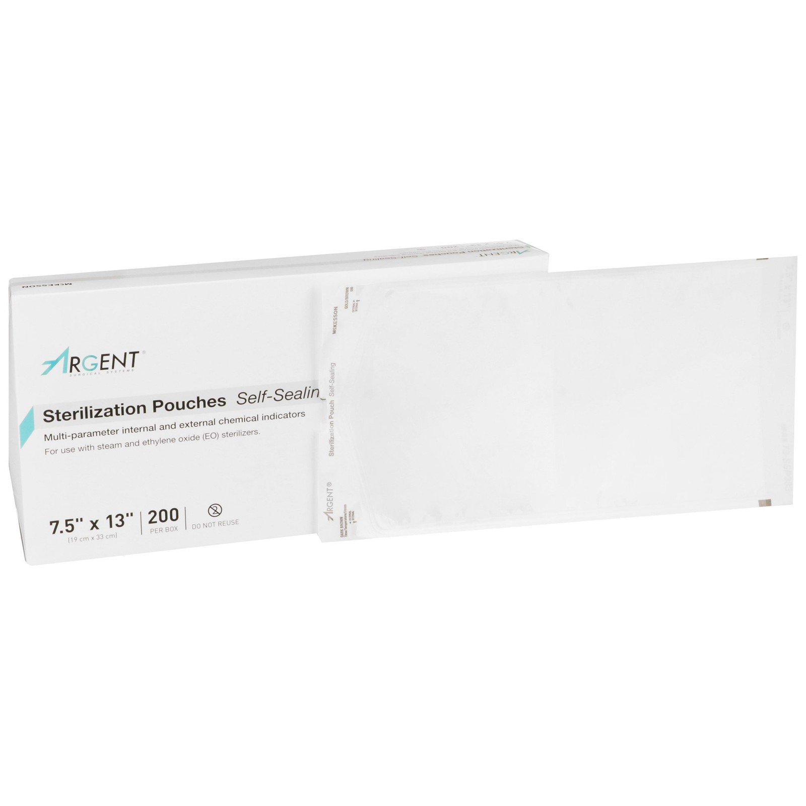 McKesson Argent Sure-Check Sterilization Pouch Transparent Blue 7-1/2 X 13 Inch