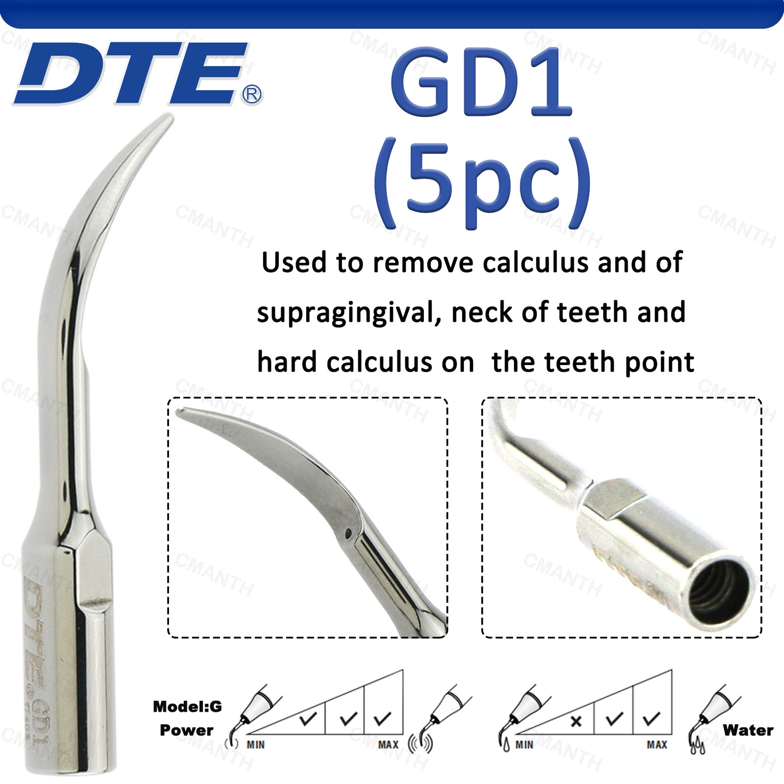 US Woodpecker DTE Dental Ultrasonic Scaling Tip Endo Tips Fit EMS SATELEC 5Pcs