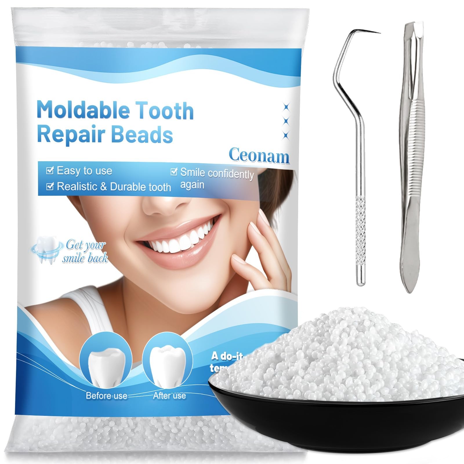 10.9oz Tooth Repair Beads Teeth Replacement Kit for Temporary Restoration of…